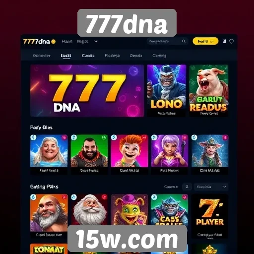 Interface do site 777dna em foco